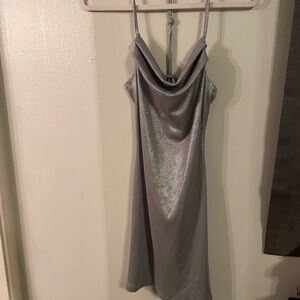 Silver Satin Slip Dress
